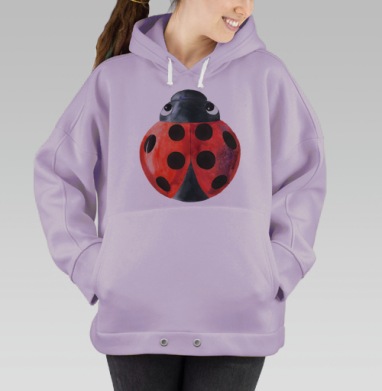 Милая акварельная божья коровка с большими глазами, Hoodie Oversize Fiolet