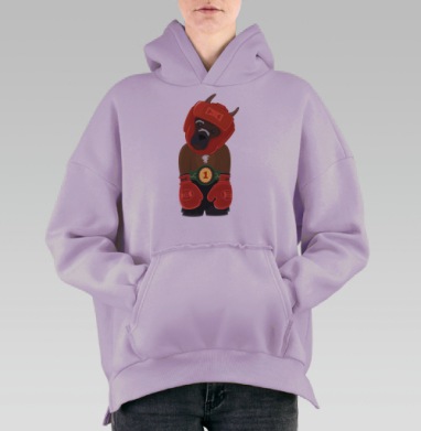 Боксёр, Hoodie Oversize Fiolet, утепленная