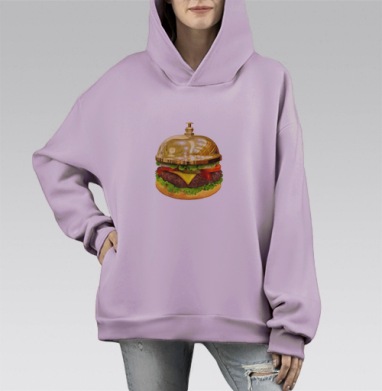 Королевский бургер под золотым колокольчиком, Hoodie Mono Fiolet, оверсайз, утепленная