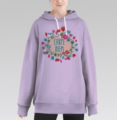 Carpe Diem, Hoodie Long Oversize Fiolet
