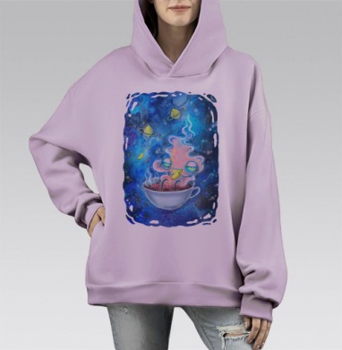 Чайная вселенная, Hoodie Mono Fiolet, оверсайз, утепленная