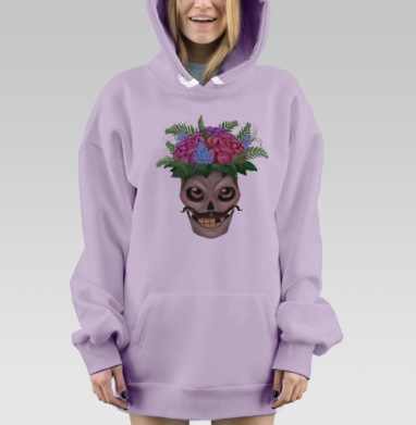 Череп мозг цветы, Hoodie Mjhigh Dig Mel, Fiolet, утепленная