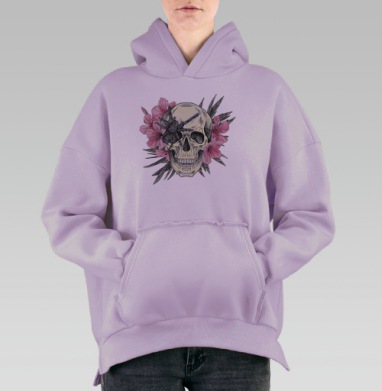 Череп Тарантул Олеандр Символ Жизни Смерти, Hoodie Oversize Fiolet, утепленная