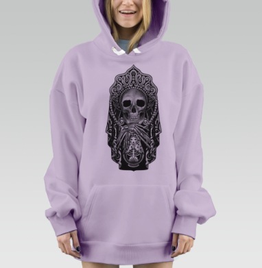 Готическая матрёшка с черепом в кокошнике, Hoodie Mjhigh Dig Mel, Fiolet, утепленная