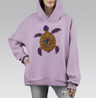 Черепашка, Hoodie Mono Fiolet, оверсайз, утепленная