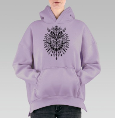 Мистический череп с ореолом стрел и рогов, Hoodie Oversize Fiolet, утепленная