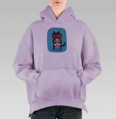 Coffee-cat, Hoodie Oversize Fiolet, утепленная
