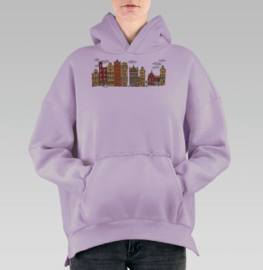Открытка с видом Амстердама в стиле hand-drawn, Hoodie Oversize Fiolet, утепленная