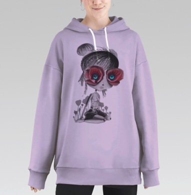 Кукла с глазами-аппликациями из маков, Hoodie Long Oversize Fiolet