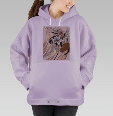 Картина с изящными лилиями в стиле модерн, Hoodie Oversize Fiolet