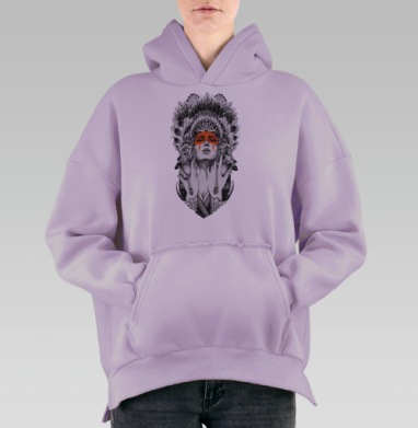 девушка, Hoodie Oversize Fiolet, утепленная