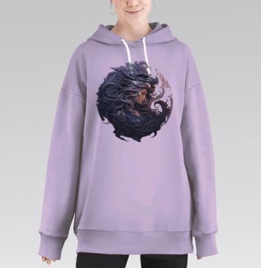 Магия единения: дракон и девушка, Hoodie Long Oversize Fiolet