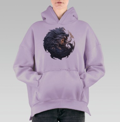 Магия единения: дракон и девушка, Hoodie Oversize Fiolet, утепленная