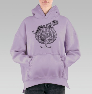 Осьминог в бокале: сюрреализм и ирония, Hoodie Oversize Fiolet, утепленная