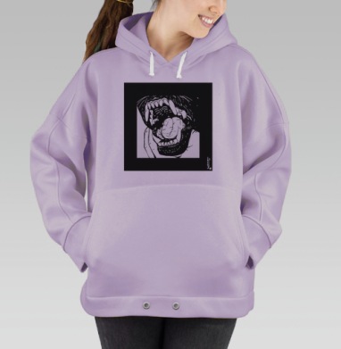 Пасть хищника с обнимающей рукой в черно-белом стиле, Hoodie Oversize Fiolet