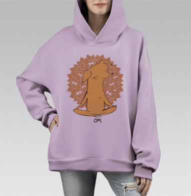 Домашний сторожок ..., Hoodie Mono Fiolet, оверсайз, утепленная