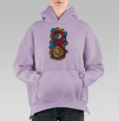 Дракон, Hoodie Oversize Fiolet, утепленная
