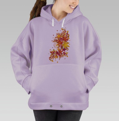 Мистическая осень: лицо в калейдоскопе листьев, Hoodie Oversize Fiolet