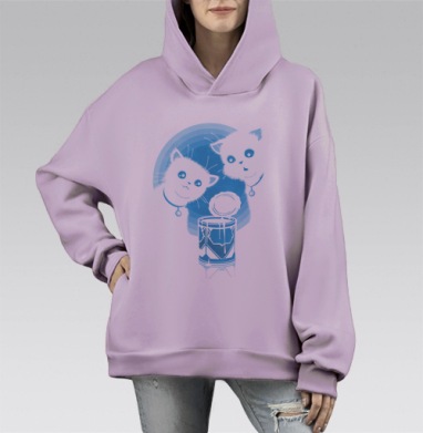 ДВА КОТЁНКА И СГУЩЁНКА, Hoodie Mono Fiolet, оверсайз, утепленная