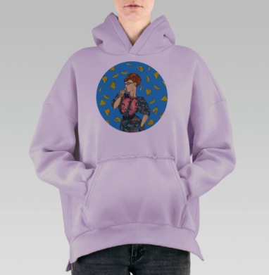 Eat it, Hoodie Oversize Fiolet, утепленная