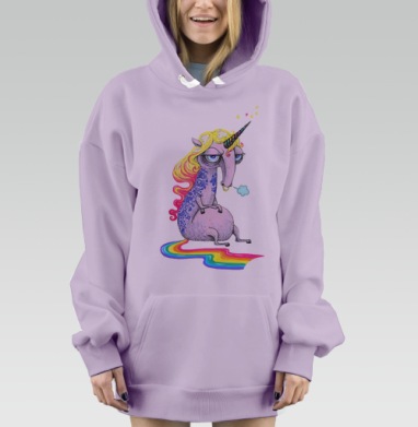 Единорог в тату, Hoodie Mjhigh Dig Mel, Fiolet, утепленная