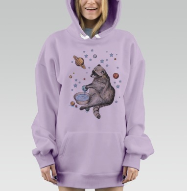 Енот-космический хранитель планеты, Hoodie Mjhigh Dig Mel, Fiolet, утепленная