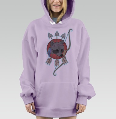 Енот на тропе войны, Hoodie Mjhigh Dig Mel, Fiolet, утепленная
