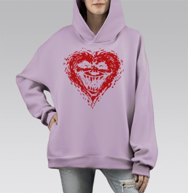 Evilheart, Hoodie Mono Fiolet, оверсайз, утепленная