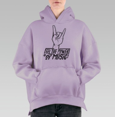 Жест «Коза» – Символ Рок-энергии и Стиля, Hoodie Oversize Fiolet, утепленная