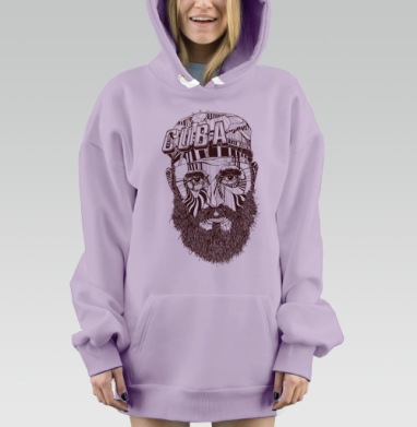 Стилизованный портрет кубинского бородатого героя, Hoodie Mjhigh Dig Mel, Fiolet, утепленная