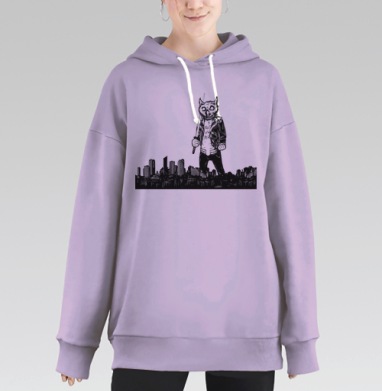 Гигантский бунтарский совенок с катаной, Hoodie Long Oversize Fiolet