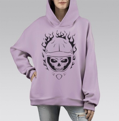 Fire Rider, Hoodie Mono Fiolet, оверсайз, утепленная