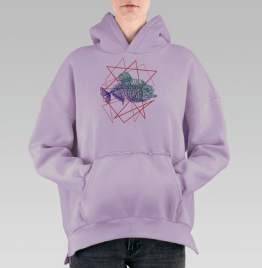 Fish, Hoodie Oversize Fiolet, утепленная