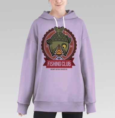 Fishing Club, Hoodie Long Oversize Fiolet