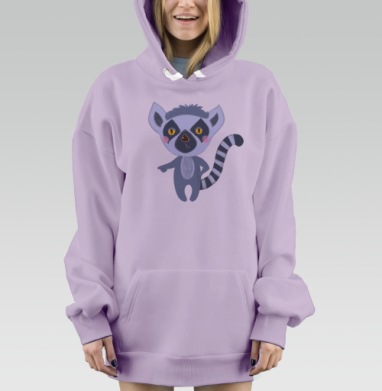Милый лемур с игривым указующим жестом, Hoodie Mjhigh Dig Mel, Fiolet, утепленная