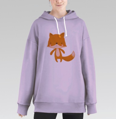 Милый рыжий лисенок с выразительным взглядом, Hoodie Long Oversize Fiolet