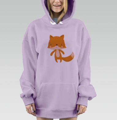 Милый рыжий лисенок с выразительным взглядом, Hoodie Mjhigh Dig Mel, Fiolet, утепленная