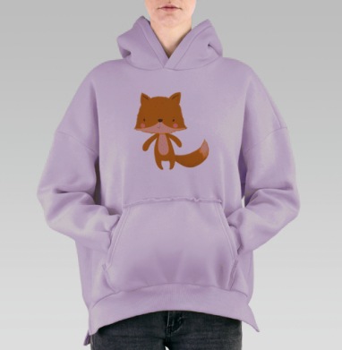 Милый рыжий лисенок с выразительным взглядом, Hoodie Oversize Fiolet, утепленная