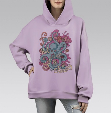 Фудпорн, Hoodie Mono Fiolet, оверсайз, утепленная