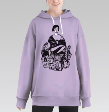 Женщина-хранительница с сияющим светилом, Hoodie Long Oversize Fiolet
