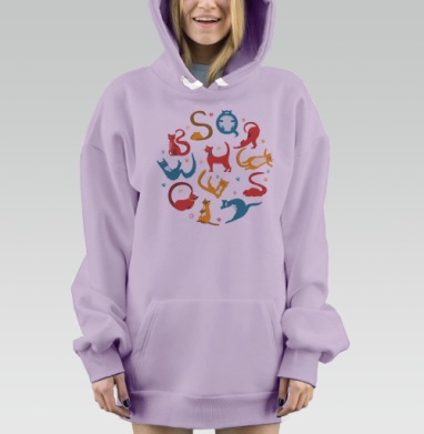 Игровой алфавит из кошек – яркий креатив, Hoodie Mjhigh Dig Mel, Fiolet, утепленная