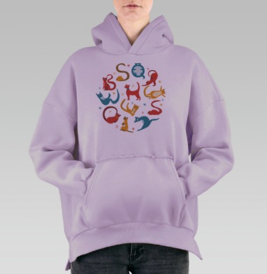 Игровой алфавит из кошек – яркий креатив, Hoodie Oversize Fiolet, утепленная