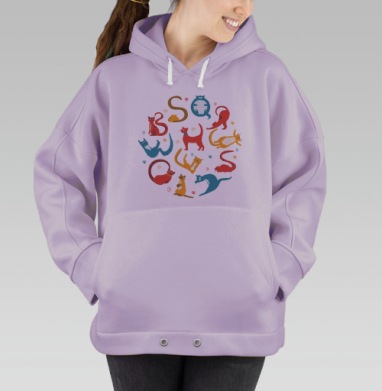 Игровой алфавит из кошек – яркий креатив, Hoodie Oversize Fiolet