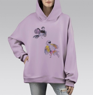 Гнев (wrath), Hoodie Mono Fiolet, оверсайз, утепленная