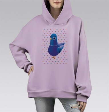 Голубь Василий, Hoodie Mono Fiolet, оверсайз, утепленная