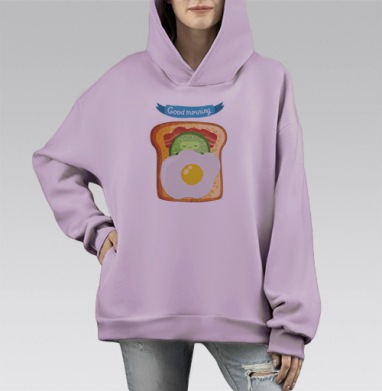 Good morning, Hoodie Mono Fiolet, оверсайз, утепленная