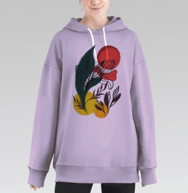 Абстрактный ботанический экспрессионизм, Hoodie Long Oversize Fiolet