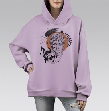 Гранж Адам, Hoodie Mono Fiolet, оверсайз, утепленная