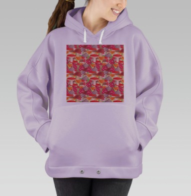 Волшебный акварельный узор с грибами, Hoodie Oversize Fiolet