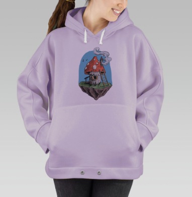 Грибной домик на парящем острове – уют и сказка, Hoodie Oversize Fiolet